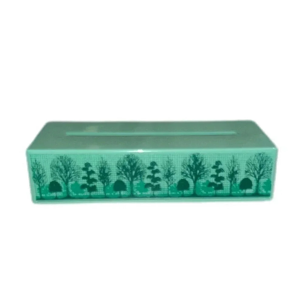 VINTAGE Mint Green Trees Acrylic Plastic Lucite Tissue Box Cover Ames Japan